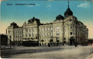 1917 Kassa, Kosice; Hadtestparancsnokság, villamos / K.u.K. military headquarters, tram (EB)