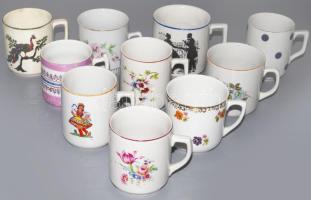 10 darab klf retro és antik bögre, emlékbögre, közte Zsolnay.