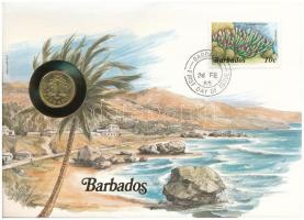 Barbados 1982. 5c felbélyegzett borítékban, bélyegzéssel, német nyelvű leírással T:UNC Barbados 1982. 5 Cents in envelope with stamp and cancellation, with German description C:UNC