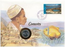 Comore-szigetek 1982. 25Fr felbélyegzett borítékban, bélyegzéssel, német nyelvű leírással T:UNC Comoros 1982. 25 Francs in envelope with stamp and cancellation, with German description C:UNC