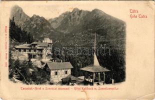 Tátra, Magas-Tátra, Vysoké Tatry; Tarpatak füred a Lomnici csúccsal / Hotel Kohlbach m. Lomnitzerspitze. Stengel &amp; Co. (Dresden) (r)
