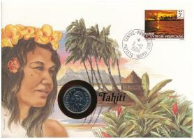 Francia Polinézia 1984. 10Fr Ni "Tahiti" feliratú felbélyegzett borítékban, bélyegzéssel, német nyelvű tájékoztatóval T:UNC French Polynesia 1984. 10 Francs Ni in "Tahiti" envelope with stamp, and cancellation, with German description C:UNC