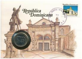 Dominikai Köztársaság 1987. 1/2P Cu-Ni felbélyegzett borítékban, bélyegzéssel, német nyelvű leírással T:UNC Dominican Republic 1987. 1/2 Peso Cu-Ni "Carnation revolution" in envelope with stamp and cancellation, with German description C:UNC