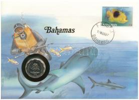 Bahamák 1985. 10c felbélyegzett borítékban, bélyegzéssel, német nyelvű leírással T:UNC Bahamas 1985. 10 Cents in envelope with stamp and cancellation, with German description C:UNC