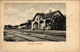 1909 Neszmély, indóház, vasútállomás. Nobel Adolf kiadása (EK)
