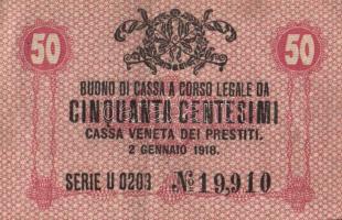 Olaszország/Velence/osztrák-magyar megszállás 1918. 5c, 10c, 50c, 1L összesen 4klf db T:II,III