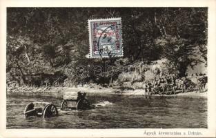 Military WWI Pulling cannons across the River Drina