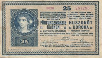 1919 25K "hullámos" T:II- rajzzal a hátoldalon