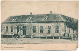 Máslak, Masloc, Blumenthal; Községháza, férfi kerékpárral. Máslaki Hitelszövetkezet kiadása / town hall, man with bicycle (EM)