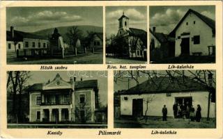 Pilismarót, Hősök szobra, emlékmű, Heckenast kastély, Lik üzletei. Ifj. Lik Zsigmond saját kiadása (EK)