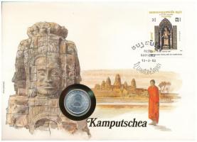 Kambodzsa 1979. 5s felbélyegzett borítékban, bélyegzéssel, német nyelvű leírással T:UNC Cambodia 1979. 5 Sen in envelope with stamp and cancellation, with German description C:UNC