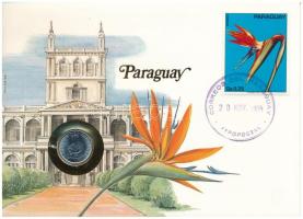 Paraguay 1980. 5G felbélyegzett borítékban, bélyegzéssel, német nyelvű leírással T:UNC Paraguay 1980. 5 Guaranies in envelope with stamp and cancellation, with German description C:UNC