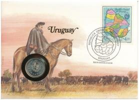 Uruguay 1980. 5P Cu-Ni felbélyegzett borítékban, bélyegzéssel, német nyelvű leírással T:UNC Uruguay 1980. 5 Nuevo Peso Cu-Ni in envelope with stamp, cancellation and with German description C:UNC