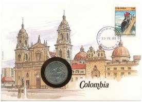 Kolumbia 1981. 10P Ni felbélyegzett borítékban, bélyegzéssel, német nyelvű leírással T:VF Colombia 1981. 10 Pesos Ni in envelope with stamp and cancellation, with German description C:VF