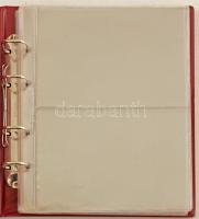 "Münz-Briefe aus aller Welt" piros, plüssborítású, négygyűrűs album, 11db kettes osztású b...