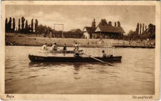 1928 Baja, Strandfürdő, csónakázók (Rb)