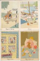 13 db MODERN humoros grafikai képeslap (Képzőművészeti Alap) / 13 modern humour graphic postcards (1950s)