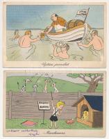 13 db MODERN humoros grafikai képeslap (Képzőművészeti Alap) / 13 modern humour graphic postcards (1...