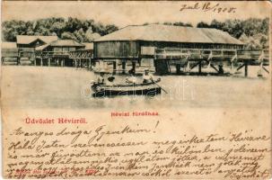 1908 Hévíz, fürdőház, csónakázók. Márton Mór kiadása (EB)
