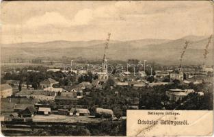 Belényes, Beius; látkép, templomok. Wagner Villi kiadása / general view, churches (EB)