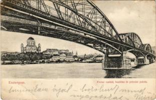 1907 Esztergom, Dunai vashíd, Bazilika és Prímási Palota. Özv. Neumann Gézáné kiadása (EB)
