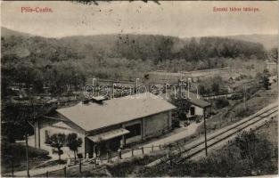 1906 Piliscsaba, Északi tábor látképe, vasútállomás. Rigócz József kiadása (EK)