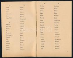 1933 A védelemben részesülő és a sokszor felvett nevek jegyzéke, 39p