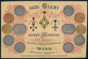 Carl Giani Kunst-Anstalt Wien reklámkártya, dombornyomott