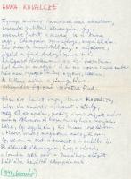 1982 Végh György (1919-1982): Anna Kovalcze c. versének autográf és dedikált kézirata