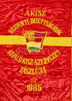 1985 Kiváló Kisz Szervezet műselyem kommunista zászló 40x56 cm