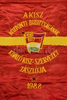 1988 Kiváló Kisz Szervezet műselyem kommunista zászló 40x56 cm