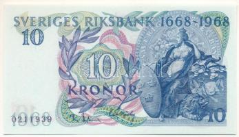 Svédország 1968. 10K "300 éves a Svéd Királyi Bank" forgalmi emlékkiadás, "0211939" T:UNC Sweden 1968. 10 Kronor "300th Anniversary of Sveriges Riksbank" circulating commemorative issue, "0211939" C:UNC Krause P#56