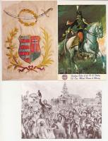 7 db MODERN képeslap vegyes témában: 4 db 1848-49-es harcok reprint, 1 db üdvözlőlap, 1 db katonai, ...