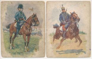 2 db RÉGI katonai művészlap vegyes minőségben. B.K.W.I. 829-10, 19. / 2 pre-1945 military art postcards in mixed quality