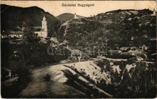 Nagyág, Sacaramb (Hunyad); látkép, templom / general view, church (EB)