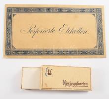 ca 1940 Egy teli doboz névjegykarton 11x5 cm + bontatlan perforált etikett