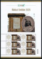 2025 Rákóczi Emlékév 2025, 6 db bélyeget tartalmazó megszemélyesített kisív