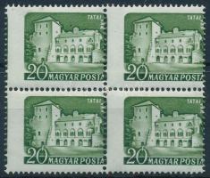 1960 Várak színes papíron 20f négyestömb látványosan elfogazva