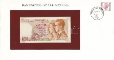 Belgium 1966. 50Fr felbélyegzett "Banknotes of all Nations" bankjegyes borítékban, bélyegzéssel T:UNC Belgium 1966. 50 Francs in "Banknotes of all Nations" banknote envelope with stamp and cancellation C:UNC
