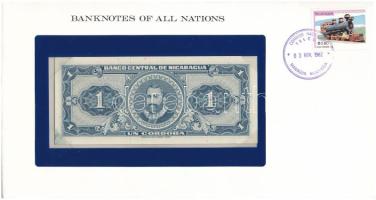 Nicaragua 1968. 1C felbélyegzett "Banknotes of all Nations" bankjegyes borítékban, bélyegzéssel T:UNC Nicaragua 1968. 1 Córdoba in "Banknotes of all Nations" banknote envelope with stamp and cancellation C:UNC