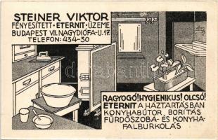 Eternit-Pala. Hatschek Lajos Eternit-Művek reklámlapja. Budapest VI. Andrássy út 33. Hátoldalon Stei...