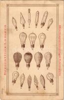 Hochspannungs-Lampen, Decoration-Lampen / Lámpa és izzó reklám, hátoldalon Budapest látképe a Lánchíddal / advertisement for high-voltage lamps and light bulbs (fl)