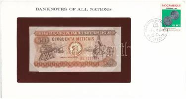 Mozambik 1980. 50M felbélyegzett "Banknotes of all Nations" bankjegyes borítékban, bélyegzéssel T:UNC Mozambique 1980. 50 Meticais in "Banknotes of all Nations" banknote envelope with stamp and cancellation C:UNC