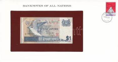 Szingapúr DN (1976) 1$ felbélyegzett "Banknotes of all Nations" bankjegyes borítékban, bélyegzéssel T:UNC Singapore ND (1976) 1 Dollar in "Banknotes of all Nations" banknote envelope with stamp and cancellation C:UNC