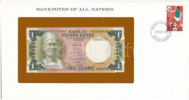 Sierra Leone 1981. 1L felbélyegzett "Banknotes of all Nations" bankjegyes borítékban, bélyegzéssel T:UNC Sierra Leone 1981. 1 Leone in "Banknotes of all Nations" banknote envelope with stamp and cancellation C:UNC