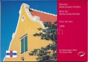 Holland Antillák 1996. 1c - 2 1/2G (7xklf) forgalmi sor + "Holland verde" zseton szettben, karton dísztokban T:UNC Netherlands Antilles 1996. 1 Cent - 2 1/2 Gulden (7xdiff) + "The Dutch Mint" token in set, in cardboard case C:UNC