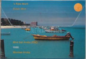 Aruba 1988. 5c - 2 1/2Fl (6xklf) forgalmi sor + "Aruba" zseton szettben, karton és műanyag...