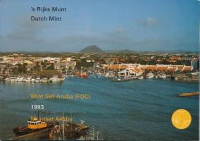 Aruba 1993. 5c - 2 1/2Fl (6xklf) forgalmi sor + "Aruba" zseton szettben, karton dísztokban T:UNC Aruba 1993. 5 Cents - 2 1/2 Florin (6xdiff) coin set + "Aruba" token in set, in cardboard case C:UNC