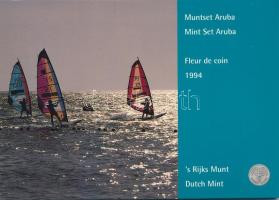 Aruba 1994. 5c - 2 1/2Fl (6xklf) forgalmi sor + "Aruba" zseton szettben, karton dísztokban T:UNC Aruba 1994. 5 Cents - 2 1/2 Florin (6xdiff) coin set + "Aruba" token in set, in cardboard case C:UNC
