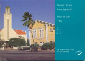 Aruba 1997. 5c - 5Fl (7xklf) forgalmi sor + "Aruba" zseton szettben, karton dísztokban T:UNC Aruba 1997. 5 Cents - 5 Florin (7xdiff) coin set + "Aruba" token in set, in cardboard case C:UNC